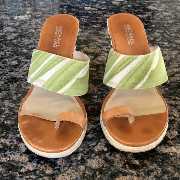 MICHAEL KORS WEDGE SANDALS TROPICAL ESPADRILLES SIZE 7.5 - Picture 2 of 6